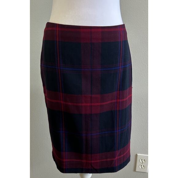 TOMMY HILFIGER WOMENS Pencil Plaid Skirt BLUE / RED Preppy Clueless Sz 4 NWT $65 - Picture 4 of 10